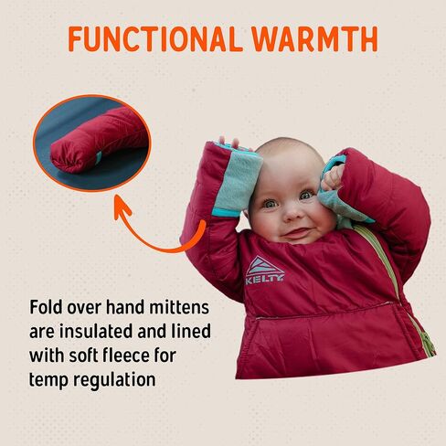 Kelty Space Cadet Infant and Toddler Sized Arms-Out Sleeping Bag, 30-40F Degree Rated, 8M-4T, Fleece-Lined Hand Covers in Saudi Arabia