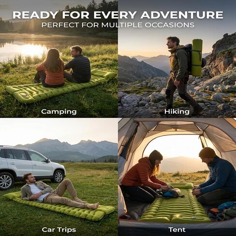 Sleeping Pad for Camping, Ultralight Inflatable Camping Mattress with Built-in Foot Pump and Pillow, Compact for Backpacking Hiking and Travel in Saudi Arabia