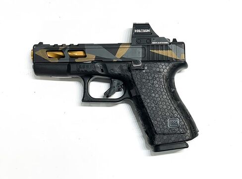 شريط قبضة مسدس Handleitgrips متوافق مع Glock 19 Gen 5، شريط قبضة مسدس من الفينيل الأسود على شكل قرص العسل مع حشوات، غلاف بالتنقيط المسدس، مملوك للمحاربين القدامى، صنع في الولايات المتحدة الأمريكية in Saudi Arabia