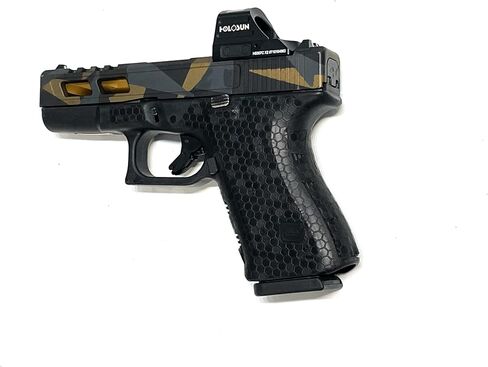 شريط قبضة مسدس Handleitgrips متوافق مع Glock 19 Gen 5، شريط قبضة مسدس من الفينيل الأسود على شكل قرص العسل مع حشوات، غلاف بالتنقيط المسدس، مملوك للمحاربين القدامى، صنع في الولايات المتحدة الأمريكية in Saudi Arabia