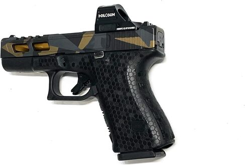 شريط قبضة مسدس Handleitgrips متوافق مع Glock 19 Gen 5، شريط قبضة مسدس من الفينيل الأسود على شكل قرص العسل مع حشوات، غلاف بالتنقيط المسدس، مملوك للمحاربين القدامى، صنع في الولايات المتحدة الأمريكية in Saudi Arabia