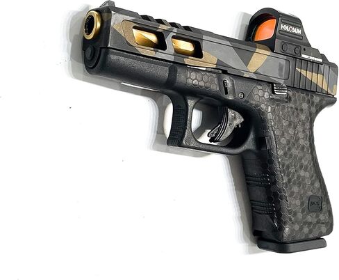 شريط قبضة مسدس Handleitgrips متوافق مع Glock 19 Gen 5، شريط قبضة مسدس من الفينيل الأسود على شكل قرص العسل مع حشوات، غلاف بالتنقيط المسدس، مملوك للمحاربين القدامى، صنع في الولايات المتحدة الأمريكية in Saudi Arabia