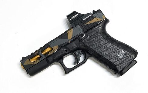شريط قبضة مسدس Handleitgrips متوافق مع Glock 19 Gen 5، شريط قبضة مسدس من الفينيل الأسود على شكل قرص العسل مع حشوات، غلاف بالتنقيط المسدس، مملوك للمحاربين القدامى، صنع في الولايات المتحدة الأمريكية in Saudi Arabia
