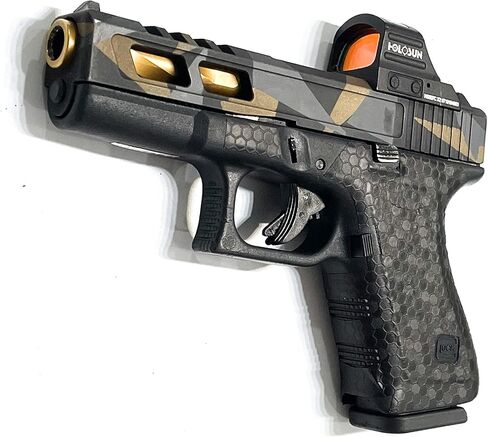 شريط قبضة مسدس Handleitgrips متوافق مع Glock 19 Gen 5، شريط قبضة مسدس من الفينيل الأسود على شكل قرص العسل مع حشوات، غلاف بالتنقيط المسدس، مملوك للمحاربين القدامى، صنع في الولايات المتحدة الأمريكية in Saudi Arabia
