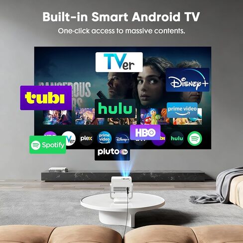 【Built-in Apps & Native 1080P】Smart Mini Projector with WiFi and Bluetooth, 4K Outdoor Movie Projector with Electric Focus & Auto Keystone, YINCODI Portable Proyector for Bedroom/Home/Celling in Kuwait