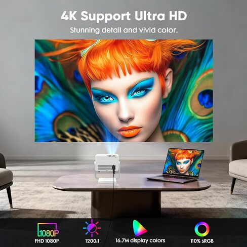【Built-in Apps & Native 1080P】Smart Mini Projector with WiFi and Bluetooth, 4K Outdoor Movie Projector with Electric Focus & Auto Keystone, YINCODI Portable Proyector for Bedroom/Home/Celling in Kuwait