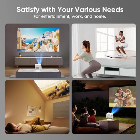 【Built-in Apps & Native 1080P】Smart Mini Projector with WiFi and Bluetooth, 4K Outdoor Movie Projector with Electric Focus & Auto Keystone, YINCODI Portable Proyector for Bedroom/Home/Celling in Kuwait