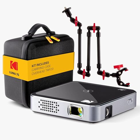 KODAK Luma 75 Pocket Projector Kit - White, 30 ANSI-Lumens - Vibrant 1080p HD Battery-Powered Projector - 100-Inch Screen Expansion for Tracing - Overhead Tripod Kit for Drawing Tools in Saudi Arabia