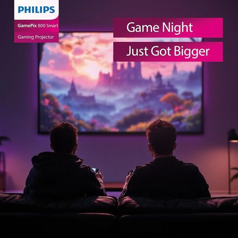Philips، جهاز عرض ذكي GamePix 800، DLP، مسرح منزلي، 1920 × 1080 بكسل، Full HD، معدل تحديث 120 هرتز، Google TV، 2500 لومن، أسود in Saudi Arabia