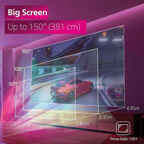Philips، جهاز عرض ذكي GamePix 800، DLP، مسرح منزلي، 1920 × 1080 بكسل، Full HD، معدل تحديث 120 هرتز، Google TV، 2500 لومن، أسود in Saudi Arabia