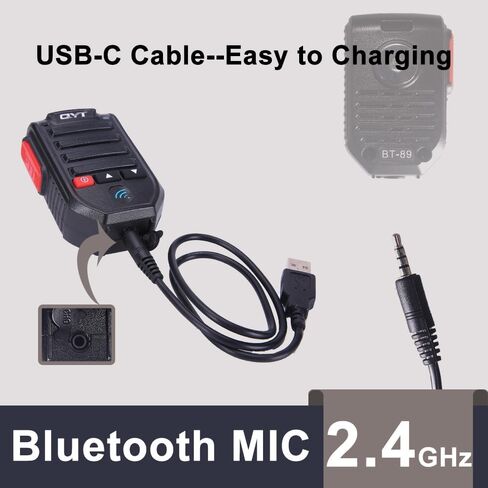 BT-89 Bluetooth Wireless Handheld Microphone Speaker for KT-8900 Mobile Radio KT-8900D Car Radio Tansceiver 3.5mm Jack with USB Cable in Saudi Arabia