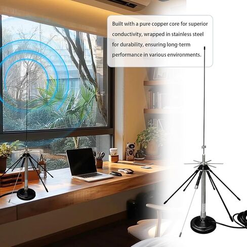 Magnetic Desktop Discone Antenna/Mag Mount Police Scanner Antenna GMRS 2m 70cm Mobile Antennas Air VHF UHF Lora ADSB, 100-1600MHz, 5m Cable UHF SMA BNC in Saudi Arabia