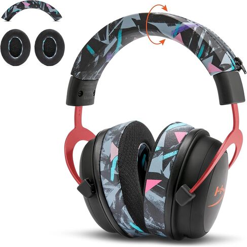 وسادات أذن من جل التبريد من WC Freeze وحزمة من السيليكون BandZ لسماعات الرأس HyperX Cloud | وسادات أذن بديلة من جل التبريد وغطاء عصابة رأس من السيليكون | التسعينات باللون الأسود in Saudi Arabia