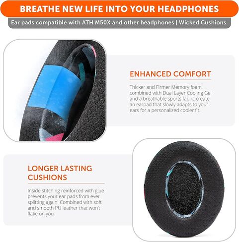 وسادات أذن من جل التبريد من WC Freeze وحزمة من السيليكون BandZ لسماعات الرأس HyperX Cloud | وسادات أذن بديلة من جل التبريد وغطاء عصابة رأس من السيليكون | التسعينات باللون الأسود in Saudi Arabia