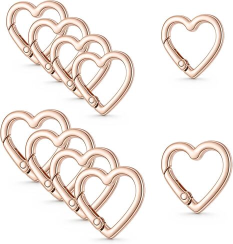 Heart Shape Keychain Clip, 10 Pcs Cute Heart Carabiner Gold Key Ring Spring Snap Clasp Hook Zinc Alloy Backpack Clips for Camping Hiking Traveling Fishing in Saudi Arabia