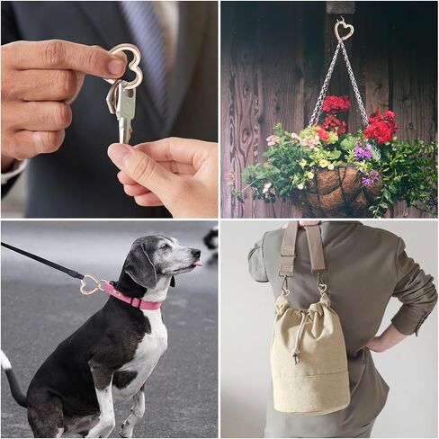 Heart Shape Keychain Clip, 10 Pcs Cute Heart Carabiner Gold Key Ring Spring Snap Clasp Hook Zinc Alloy Backpack Clips for Camping Hiking Traveling Fishing in Saudi Arabia