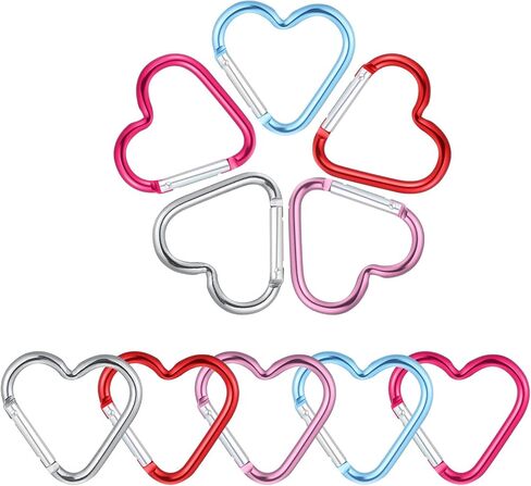 10Pcs Cute Heart Shaped Backpack Clips, Heart Shaped Carabiner Keychain Clips Aluminum Snap Hook Clip Key Holder Cute Carabiner Clip for Dog Leash Water Bottle Holder for Camping Fishing in Saudi Arabia