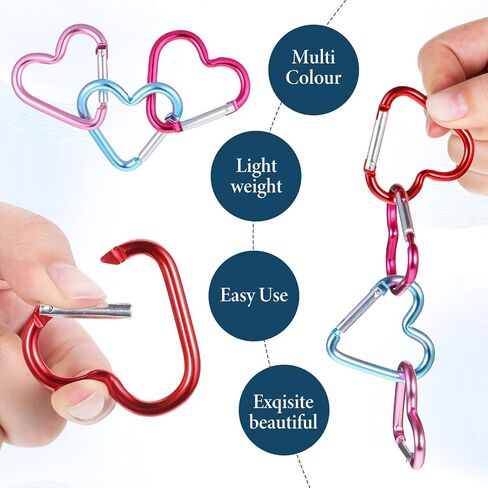 10Pcs Cute Heart Shaped Backpack Clips, Heart Shaped Carabiner Keychain Clips Aluminum Snap Hook Clip Key Holder Cute Carabiner Clip for Dog Leash Water Bottle Holder for Camping Fishing in Saudi Arabia