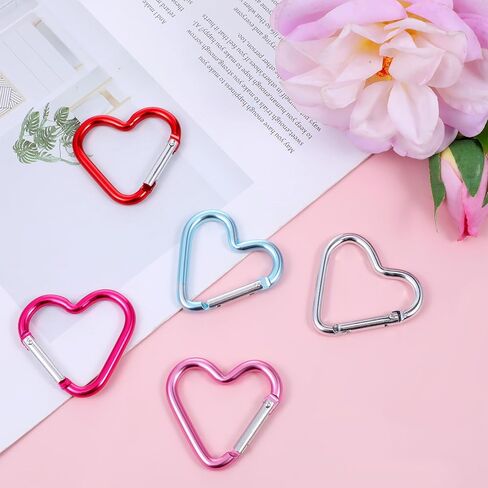 10Pcs Cute Heart Shaped Backpack Clips, Heart Shaped Carabiner Keychain Clips Aluminum Snap Hook Clip Key Holder Cute Carabiner Clip for Dog Leash Water Bottle Holder for Camping Fishing in Saudi Arabia