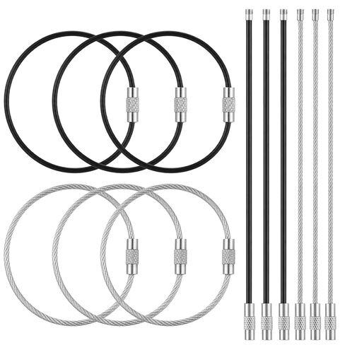 12 PCS Wire Keychain Cable, 6 Inch Cables Stainless Steel Keys Ring Heavy Duty Luggage Tags Loops Extendable Wire Keyschain Cables Cable Large Key Rings for Luggage Tag Loops and Id Keepers in Saudi Arabia