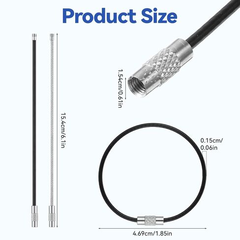 12 PCS Wire Keychain Cable, 6 Inch Cables Stainless Steel Keys Ring Heavy Duty Luggage Tags Loops Extendable Wire Keyschain Cables Cable Large Key Rings for Luggage Tag Loops and Id Keepers in Saudi Arabia