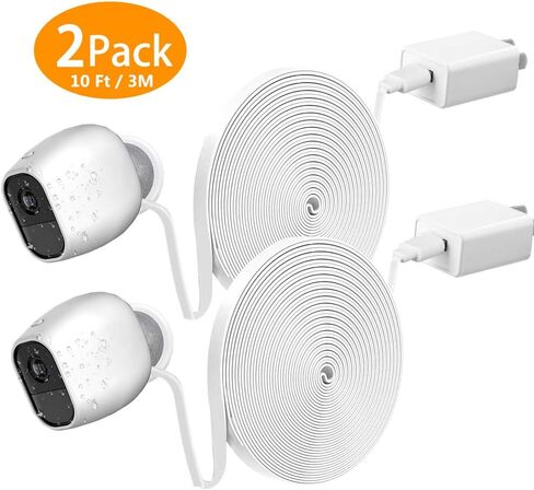 كابل الطاقة، كابل شحن تمديد الطاقة EaseBuy ومحول شاحن لـ Arlo Pro & Pro 2 وArlo Go، مقاوم للطقس في الهواء الطلق في الداخل، حل الحاجة إلى شحن البطاريات باستمرار (أبيض، 10 أقدام/3 أمتار) in Kuwait