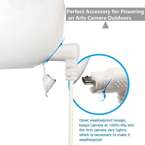 كابل الطاقة، كابل شحن تمديد الطاقة EaseBuy ومحول شاحن لـ Arlo Pro & Pro 2 وArlo Go، مقاوم للطقس في الهواء الطلق في الداخل، حل الحاجة إلى شحن البطاريات باستمرار (أبيض، 10 أقدام/3 أمتار) in Kuwait