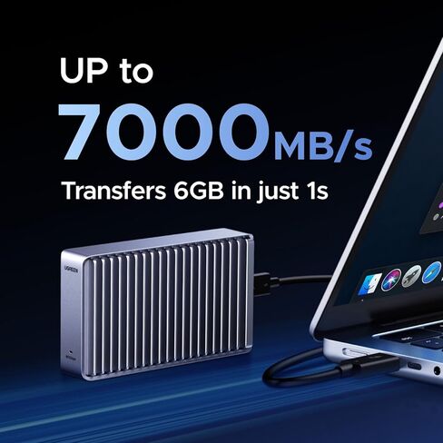 حاوية UGREEN 80 جيجابت في الثانية M.2 NVMe SSD مع تبديد الحرارة بزعنفة ألمنيوم مزدوجة الجوانب، محرك SSD خارجي بدون ضوضاء متوافق مع MacBook/Mac mini/Studio M1-M5 Pro/Max Thunderbolt 4/3/USB4/3.2/3.0 in Saudi Arabia