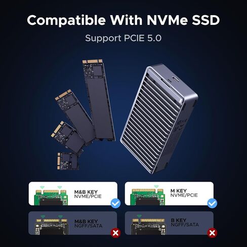 حاوية UGREEN 80 جيجابت في الثانية M.2 NVMe SSD مع تبديد الحرارة بزعنفة ألمنيوم مزدوجة الجوانب، محرك SSD خارجي بدون ضوضاء متوافق مع MacBook/Mac mini/Studio M1-M5 Pro/Max Thunderbolt 4/3/USB4/3.2/3.0 in Saudi Arabia