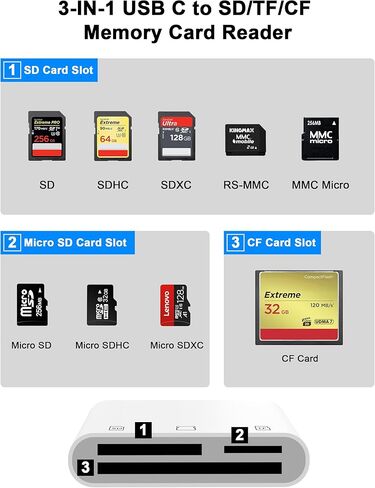 [معتمد من Apple MFi] قارئ بطاقة SD لهاتف iPhone، محول قارئ بطاقات Lightning إلى SD/TF/CF، محول بطاقة الذاكرة مع فتحات فلاش مدمجة/CF/SD/MicroSD متوافقة مع iPhone 14 13 12 11 Pro Max XS XR in Kuwait