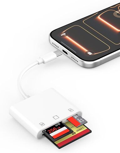 [Apple MFi Certified] SD Card Reader for iPhone, Lightning to SD/TF/CF Card Reader Adapter, Memory Card Adapter with Compact Flash/CF/SD/MicroSD Slots Compatible with iPhone 14 13 12 11 Pro Max XS XR in Saudi Arabia
