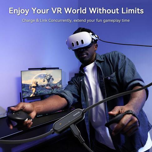 كابل وصلة AMVR مع شحن بطول 16 قدم متوافق مع Meta Quest 3/3S/2/Pico 4 مقابض تحكم متوافقة مع Meta/Oculus Quest 3/Quest 3S in Kuwait