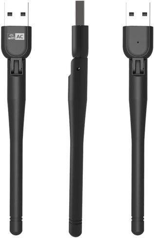 محول لاسلكي AC650 USB ثنائي النطاق 2.4G/5G بطاقة الشبكة واي فاي دونجل مع هوائي خارجي عالي الكسب لسطح المكتب والكمبيوتر المحمول والكمبيوتر الشخصي in Saudi Arabia