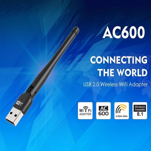 محول لاسلكي AC650 USB ثنائي النطاق 2.4G/5G بطاقة الشبكة واي فاي دونجل مع هوائي خارجي عالي الكسب لسطح المكتب والكمبيوتر المحمول والكمبيوتر الشخصي in Saudi Arabia