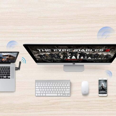 محول لاسلكي AC650 USB ثنائي النطاق 2.4G/5G بطاقة الشبكة واي فاي دونجل مع هوائي خارجي عالي الكسب لسطح المكتب والكمبيوتر المحمول والكمبيوتر الشخصي in Saudi Arabia