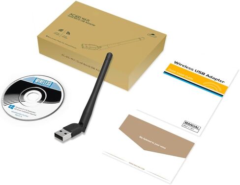محول لاسلكي AC650 USB ثنائي النطاق 2.4G/5G بطاقة الشبكة واي فاي دونجل مع هوائي خارجي عالي الكسب لسطح المكتب والكمبيوتر المحمول والكمبيوتر الشخصي in Saudi Arabia