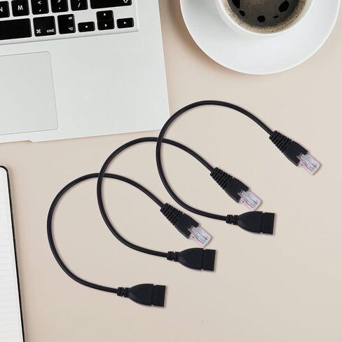 3 قطع كابل محول USB إلى RJ45 إيثرنت، 30 سم / 11.81 بوصة USB أنثى إلى RJ45 ذكر محول PVC وكابل محول شبكة نحاسي لمفتاح كمبيوتر كاميرا مودم راوتر (أسود) in Saudi Arabia