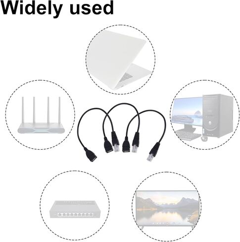 3 قطع كابل محول USB إلى RJ45 إيثرنت، 30 سم / 11.81 بوصة USB أنثى إلى RJ45 ذكر محول PVC وكابل محول شبكة نحاسي لمفتاح كمبيوتر كاميرا مودم راوتر (أسود) in Saudi Arabia