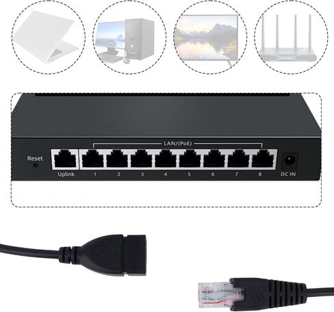 3 قطع كابل محول USB إلى RJ45 إيثرنت، 30 سم / 11.81 بوصة USB أنثى إلى RJ45 ذكر محول PVC وكابل محول شبكة نحاسي لمفتاح كمبيوتر كاميرا مودم راوتر (أسود) in Saudi Arabia