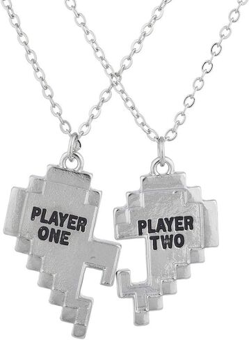LUX ACCESSORIES Player 1 2 Gamer BFF Broken Heart Necklace Set 2 in Saudi Arabia