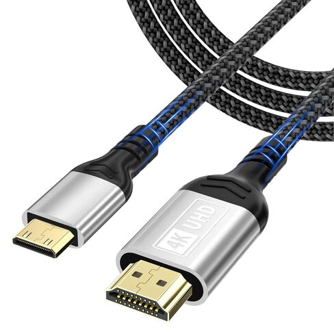 Mini HDMI to HDMI Cable 6.6FT,4K@60Hz Mini HDMI Cable, HDMI to mini hdmi Cabel 2.0 18Gbps Support HDR UHD ARC HDCP Compatible with DSLR Raspberry Pi Zero Tablet Projector Laptop Nikon Camera in Saudi Arabia