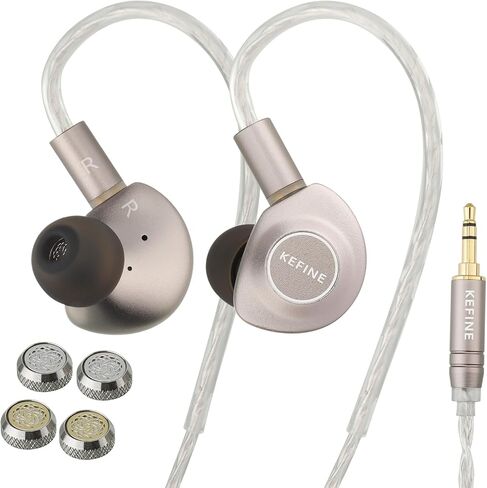 Delci AE Hi-Fi IEMs، شاشات DLC+PU ديناميكية داخل الأذن مقاس 10 مم مع فوهات ضبط قابلة للتبديل، سماعات أذن سلكية من الألومنيوم خفيفة الوزن 5.3 جرام، كابل مطلي بالفضة 164 نواة قابل للفصل (3.5 مم) in Kuwait