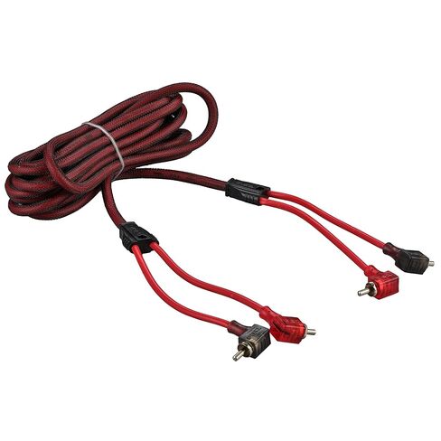 DS18 R12.L 100% Oxygen Free Copper OFC Ultra Flex 2-Channel RCA with 90 Degree Ends - Dual Twist Wire Noise Reducing Audio Cable for Amplifiers, Subwoofers, Speakers - 12 FT in Saudi Arabia
