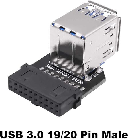 USB 3.0 رأس اللوحة الأمامية الفاصل اللوحة الأم 19/20 دبوس ذكر إلى ثنائي USB 3.0 موصل محول رأس أنثى لتوسيع اللوحة الأم للكمبيوتر - قطعتان in Saudi Arabia