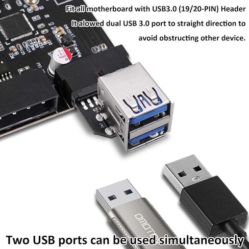 USB 3.0 رأس اللوحة الأمامية الفاصل اللوحة الأم 19/20 دبوس ذكر إلى ثنائي USB 3.0 موصل محول رأس أنثى لتوسيع اللوحة الأم للكمبيوتر - قطعتان in Saudi Arabia