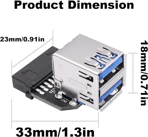 USB 3.0 رأس اللوحة الأمامية الفاصل اللوحة الأم 19/20 دبوس ذكر إلى ثنائي USB 3.0 موصل محول رأس أنثى لتوسيع اللوحة الأم للكمبيوتر - قطعتان in Saudi Arabia
