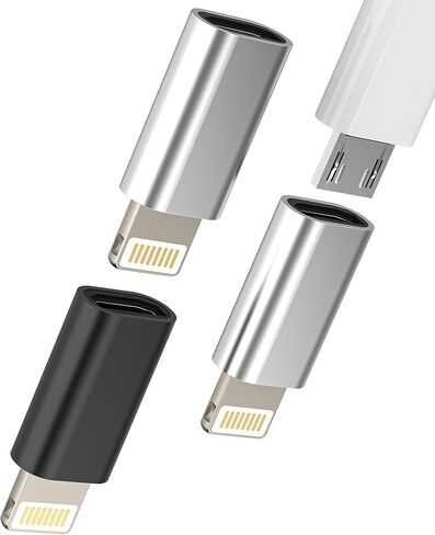 محول Micro USB أنثى إلى Lightning Male (3 حزم) كابل شحن Android لمحول iPhone14 13 pro max لموصل سلك البيانات المعتمد من Apple MFI ومحول كتلة الطاقة لملحقات iPad المحمولة in Saudi Arabia