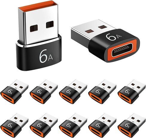 12 حزمة محول USB إلى USB C، USB A ذكر إلى C أنثى شحن سريع ونقل البيانات لهاتف iPhone17 16 15 Plus Pro Max، iPad Air Mini 6 7، Samsung Galaxy S25-S22، iPad Air، Pixel (أسود، 12 حزمة) in Kuwait