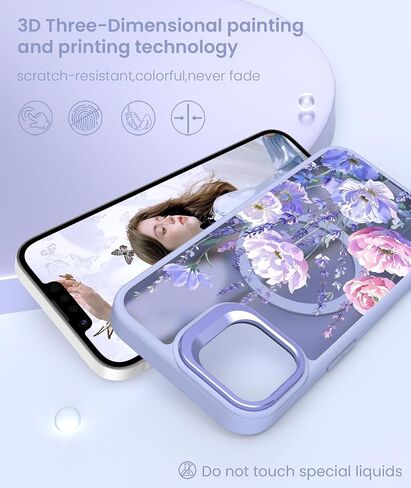 حافظة Dretal مغناطيسية لهاتف iPhone 17e وحافظة iPhone 16e زهرية، حامل عدسة مدمج، واقي شاشة 2X، حافظات مغناطيسية شفافة غير لامعة، غطاء مقاوم للصدمات للنساء والفتيات على شكل زهرة لـ 17e (زهور) in Kuwait