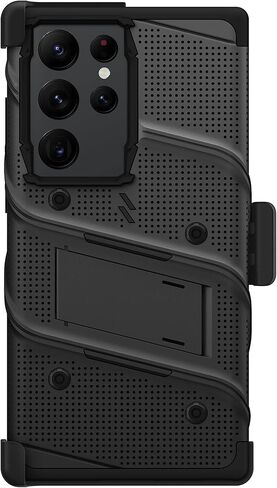 Zizo Bolt Bundle for Galaxy S23 Ultra Case with Screen Protector Kickstand Holster Lanyard - Black, Black/Black, BOLT-SAMGS23U-BKBK in Saudi Arabia